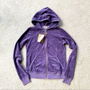 NWT Juicy Couture Purple Velour Zip Up Hoodie M